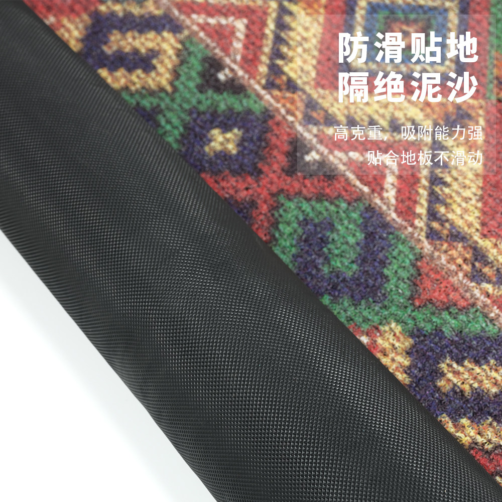 民族风入户门地垫丝圈PVC防滑蹭脚垫大门口进门家用地毯复古美式,淘宝优惠券,粉丝福利购,淘宝优惠卷