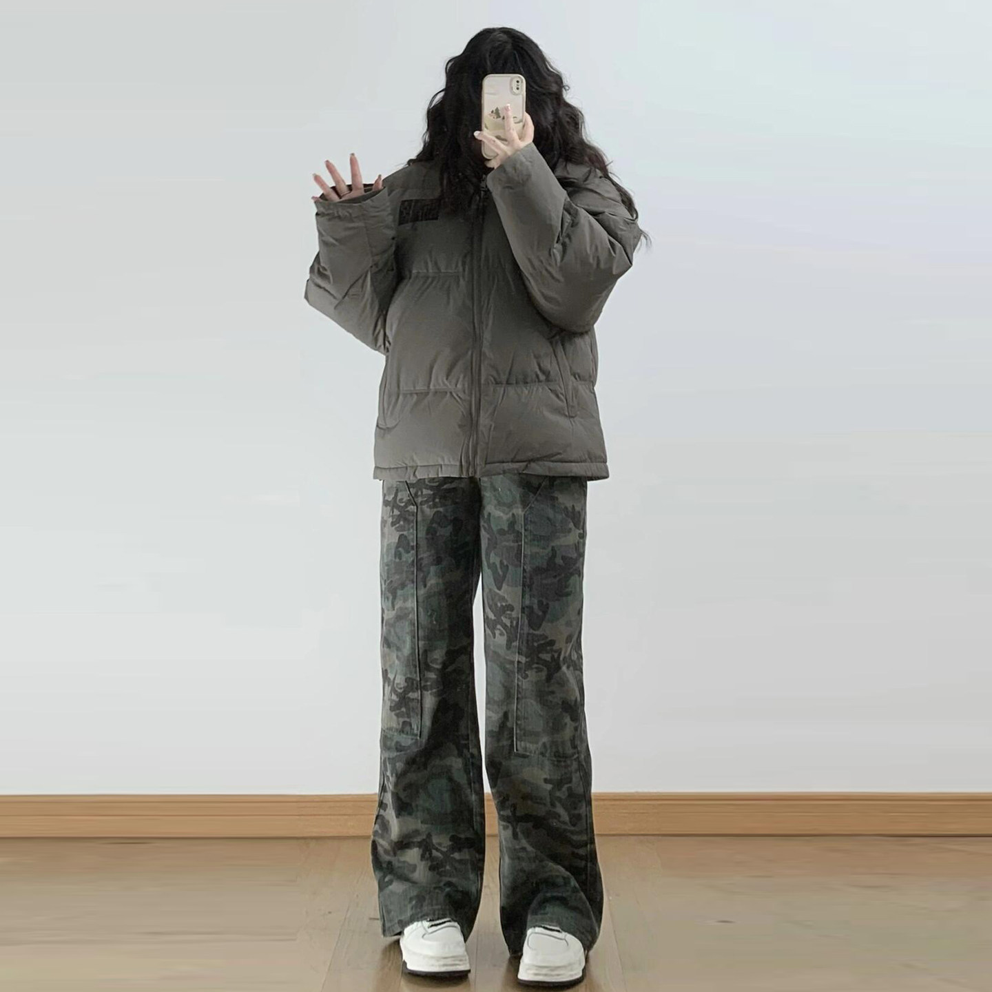 300斤大码女装迷彩色直筒牛仔裤女胖mm美式甜酷风工装阔腿长裤子,淘宝优惠券,粉丝福利购,淘宝优惠卷