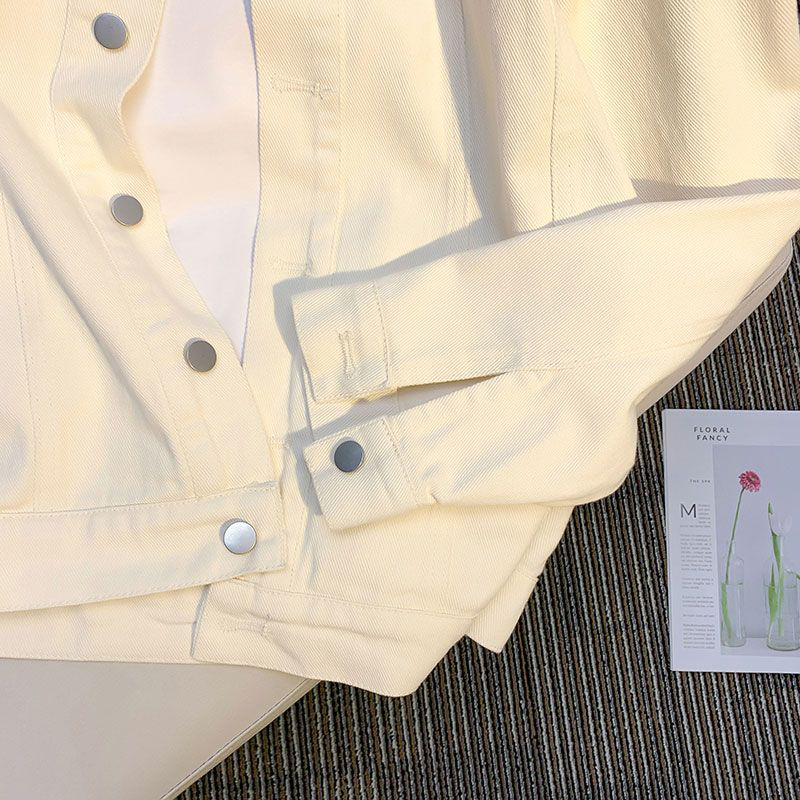 300斤大码胖mm高级感刺绣白色牛仔外套女秋季宽松休闲夹克上衣女 - 图2