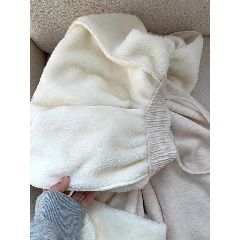 胖mm大码女装韩系羊羔绒保暖棉裤女冬季加绒加厚休闲裤子杏色女裤,淘宝优惠券,粉丝福利购,淘宝优惠卷