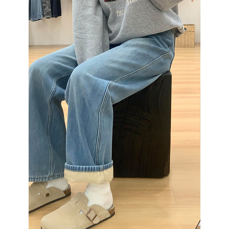 300斤大码女装复古加绒窄版直筒牛仔裤女秋冬保暖女裤胖mm阔腿裤,淘宝优惠券,粉丝福利购,淘宝优惠卷