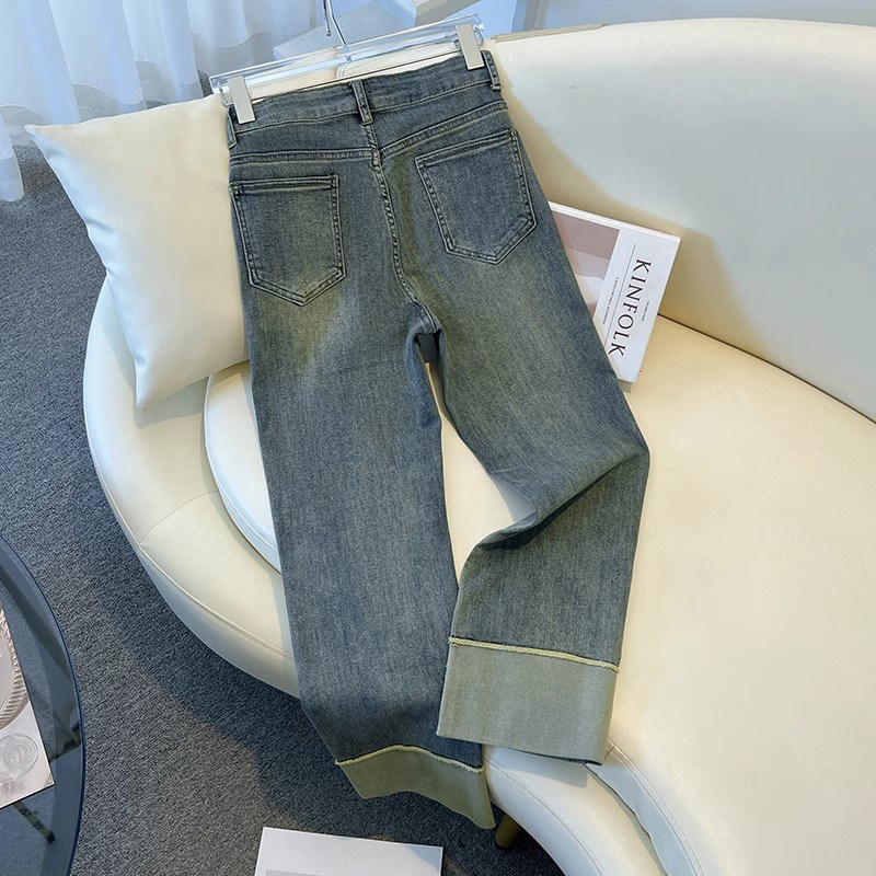 300斤特大码高腰弹力直筒牛仔裤女胖mm休闲宽松设计感九分烟管裤,淘宝优惠券,粉丝福利购,淘宝优惠卷