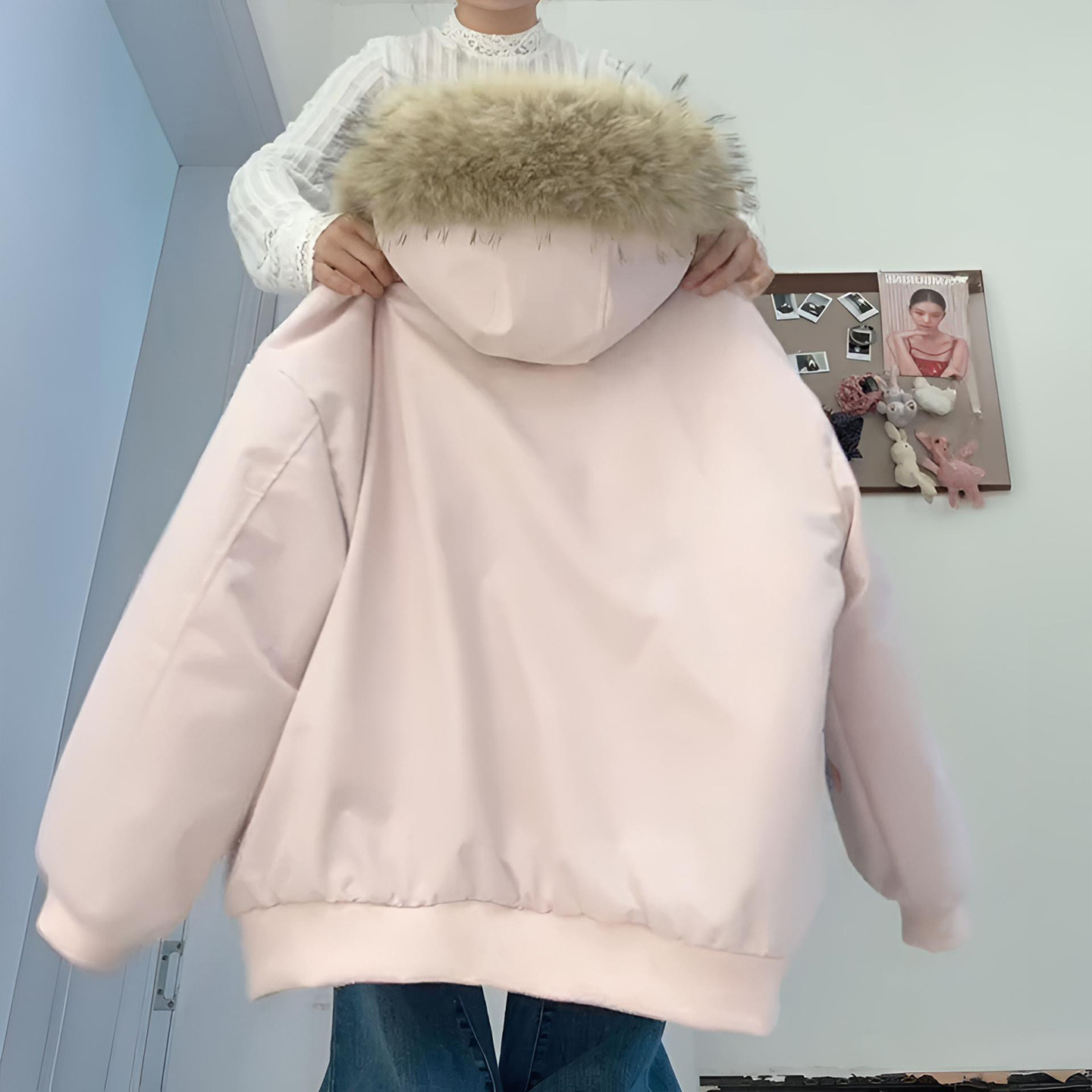 胖mm大码女装粉色座山雕毛领棉服上衣女冬季加厚保暖连帽棉衣外套,淘宝优惠券,粉丝福利购,淘宝优惠卷