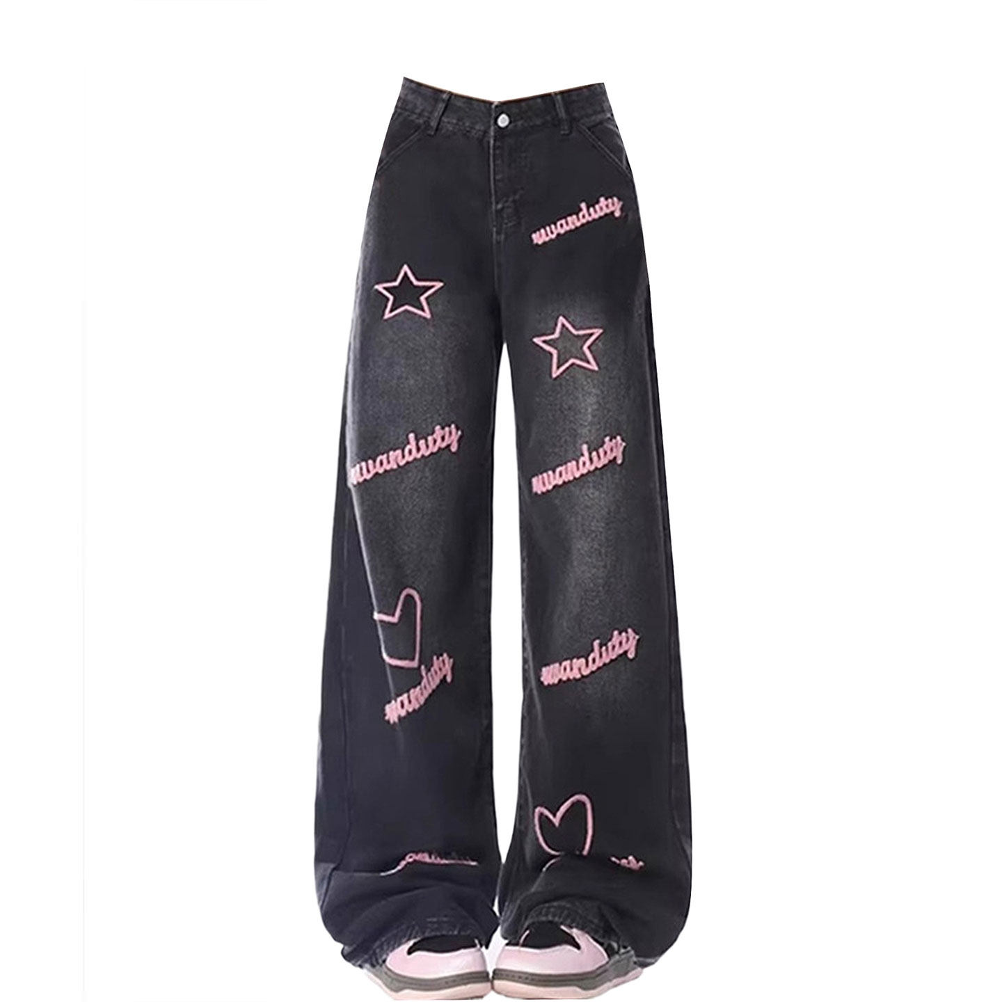 特大码女装胖mm黑色宽松直筒牛仔裤高腰显瘦小个子超好看的裤子女,淘宝优惠券,粉丝福利购,淘宝优惠卷