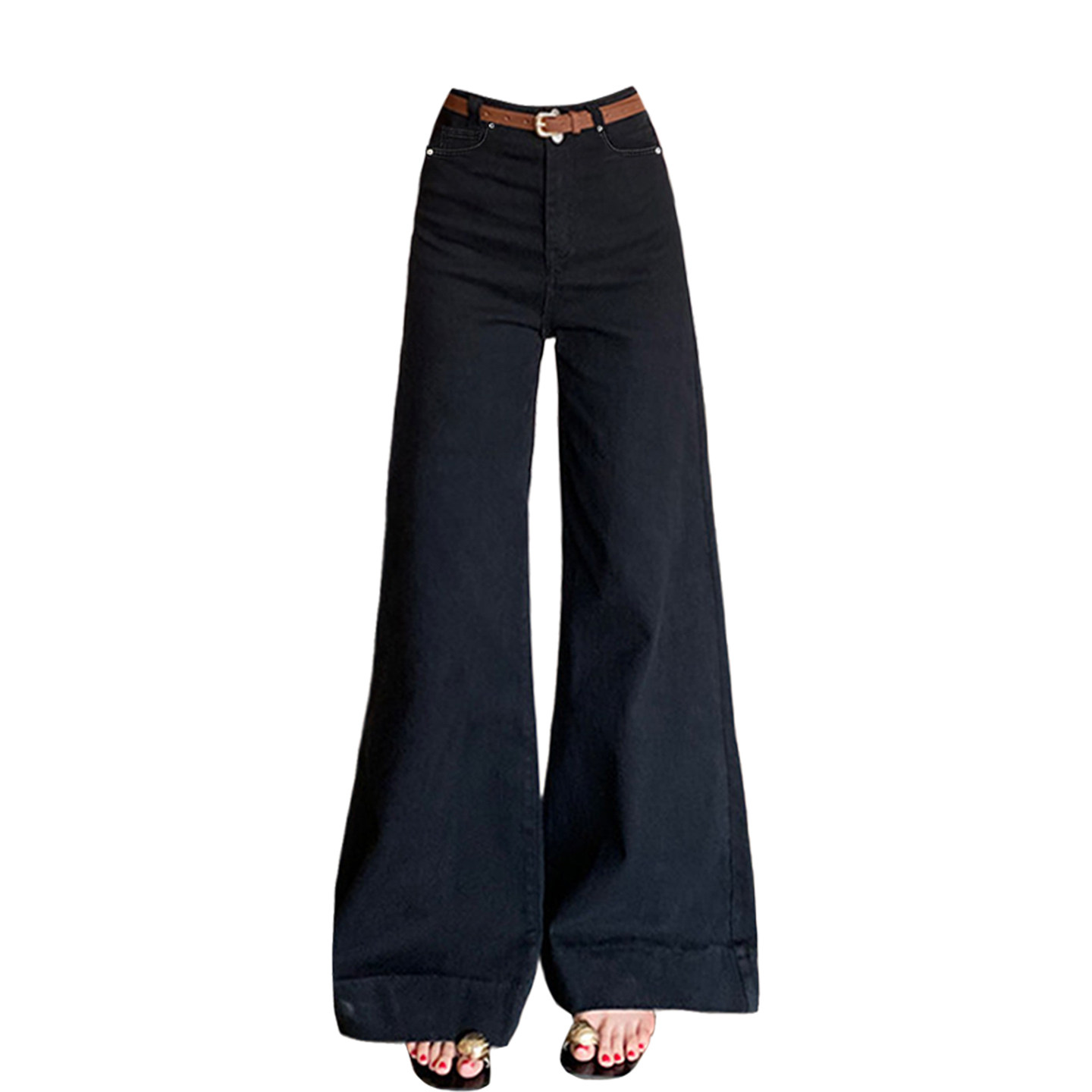 大码女装胖mm黑色阔腿牛仔裤女冬季加绒加厚显瘦垂感弹力微喇裤子,淘宝优惠券,粉丝福利购,淘宝优惠卷