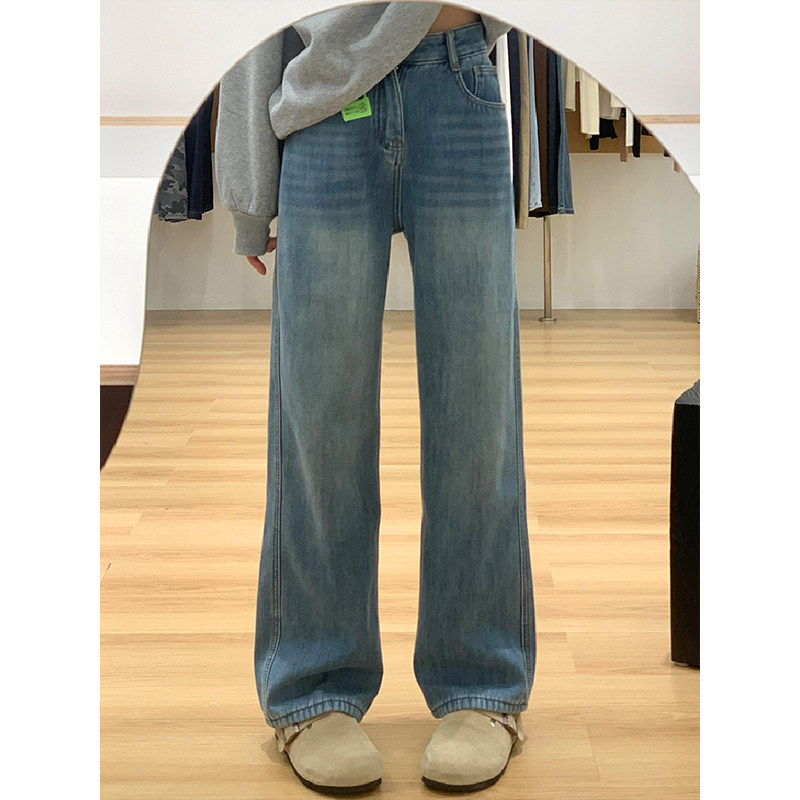 300斤大码女装复古加绒窄版直筒牛仔裤女秋冬保暖女裤胖mm阔腿裤,淘宝优惠券,粉丝福利购,淘宝优惠卷