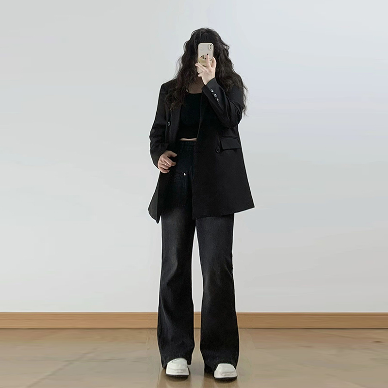 300斤胖mm大码宽松直筒牛仔裤女春秋微胖女装裤子黑色显瘦喇叭裤,淘宝优惠券,粉丝福利购,淘宝优惠卷