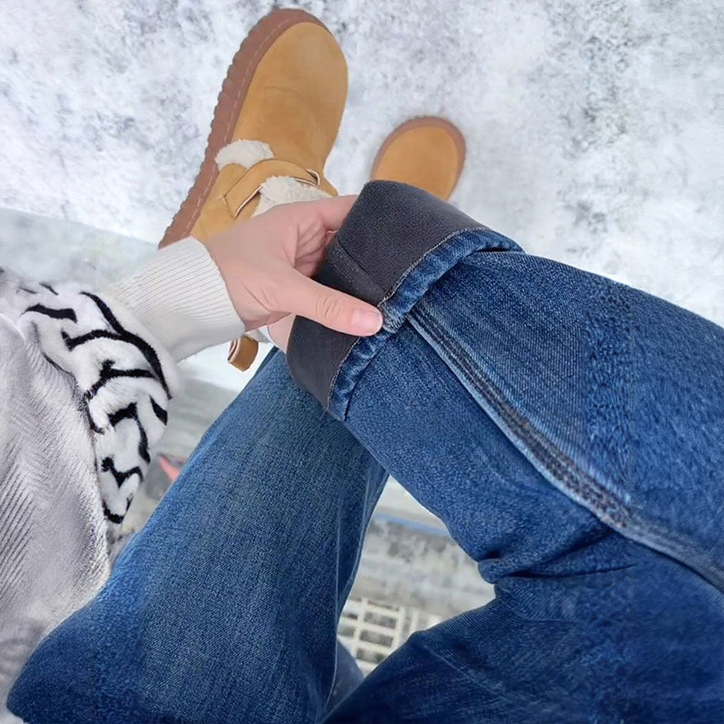 特大码胖mm韩版ins蓝色加绒牛仔裤女秋冬学生裤子显瘦加厚直筒裤,淘宝优惠券,粉丝福利购,淘宝优惠卷