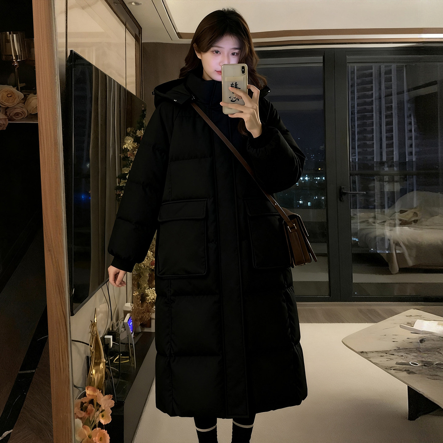 大码女装胖mm黑色高级感棉服外套女冬季时尚百搭中长款连帽棉衣潮,淘宝优惠券,粉丝福利购,淘宝优惠卷