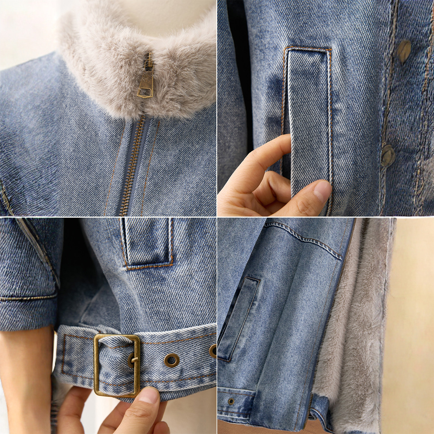 300斤大码女装立领毛领拼接牛仔外套女胖mm韩系减龄气质显瘦棉服,淘宝优惠券,粉丝福利购,淘宝优惠卷