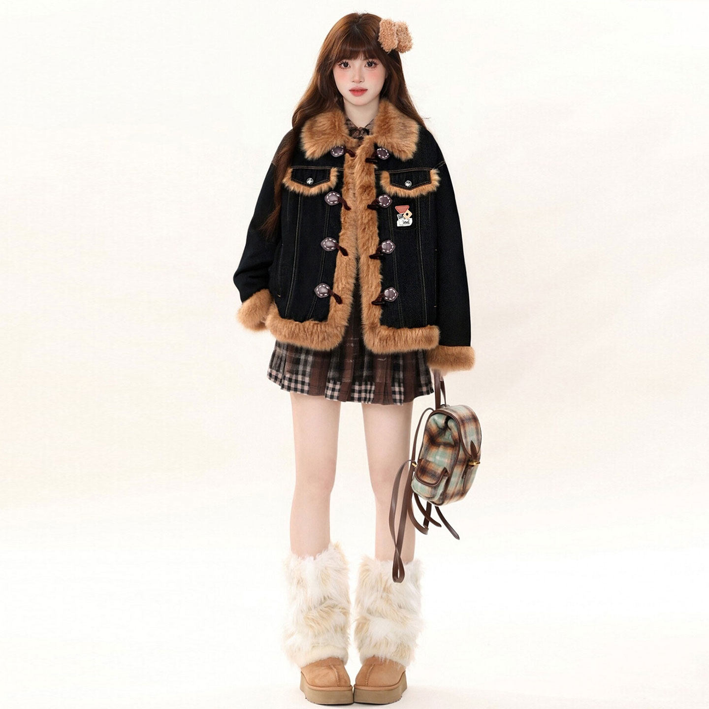 大码女装复古设计感黑色加厚显瘦棉服女胖mm休闲气质减龄牛仔外套,淘宝优惠券,粉丝福利购,淘宝优惠卷