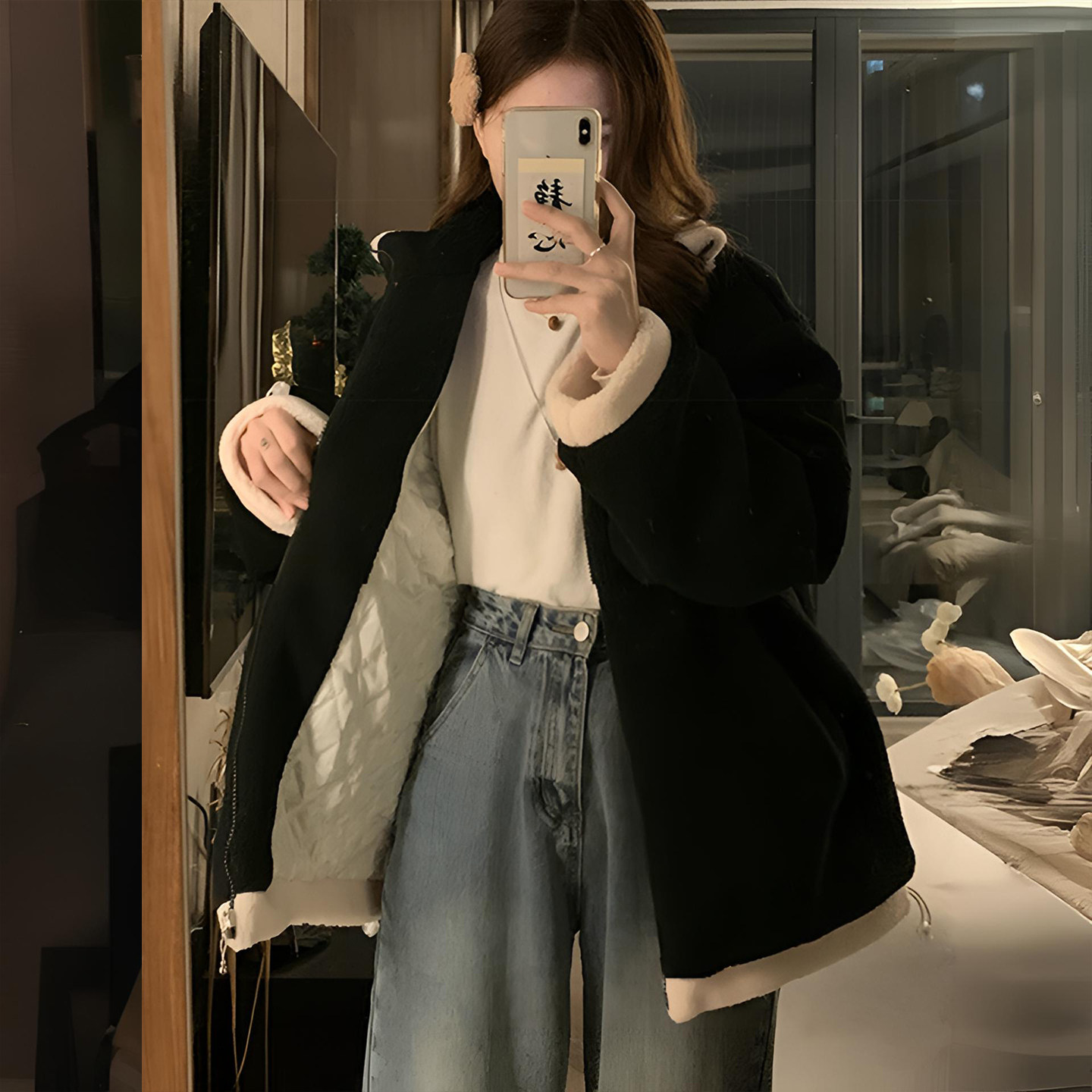 大码女装胖mm黑色羊羔毛外套女冬季学生加厚保暖显瘦拼色棉服上衣,淘宝优惠券,粉丝福利购,淘宝优惠卷