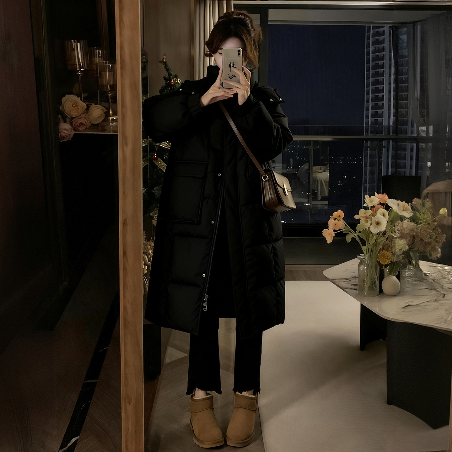 大码女装胖mm黑色高级感棉服外套女冬季时尚百搭中长款连帽棉衣潮,淘宝优惠券,粉丝福利购,淘宝优惠卷