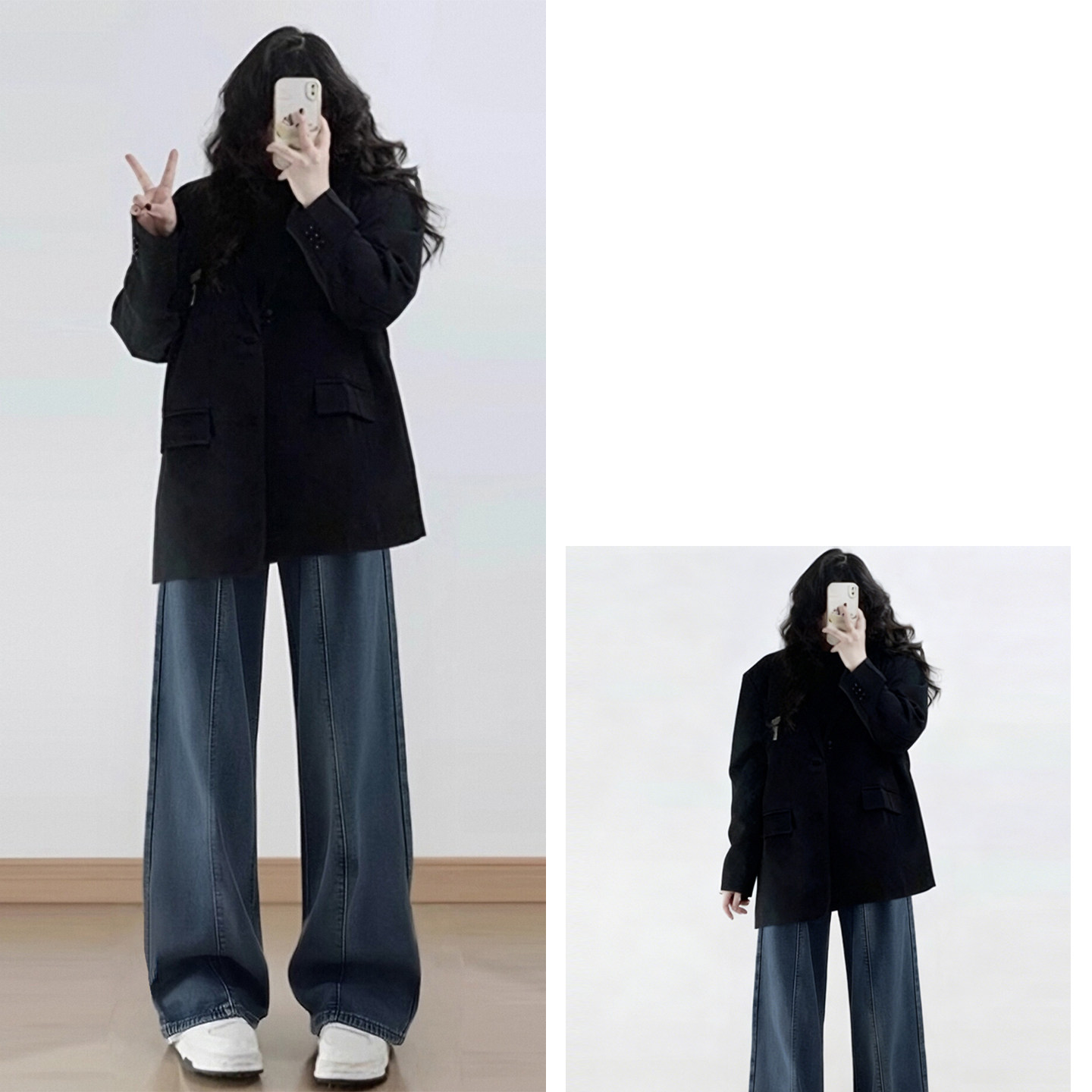 300斤大码女装蓝色遮肉显瘦牛仔裤女胖mm宽松百搭设计感阔腿裤子,淘宝优惠券,粉丝福利购,淘宝优惠卷