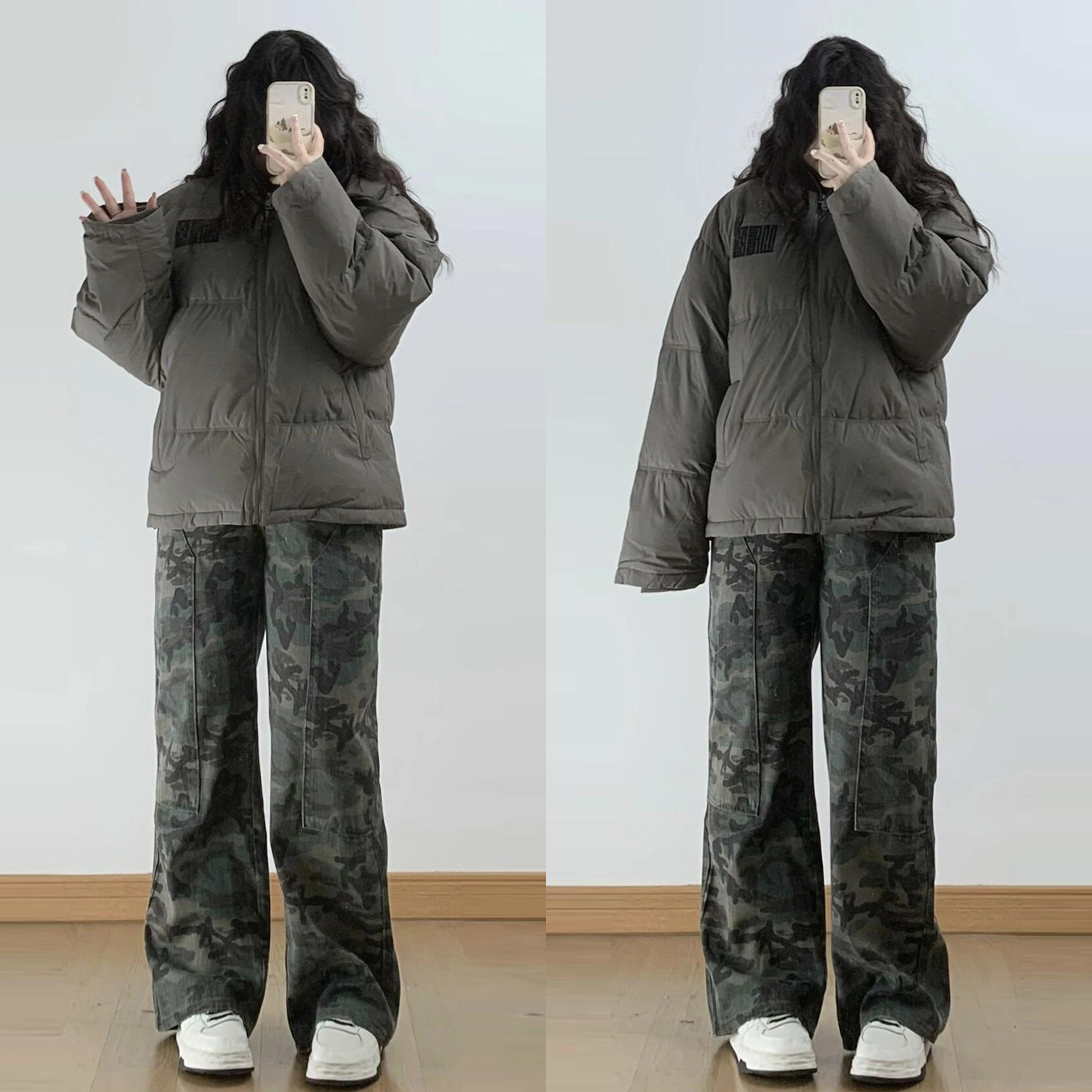 300斤大码女装迷彩色直筒牛仔裤女胖mm美式甜酷风工装阔腿长裤子,淘宝优惠券,粉丝福利购,淘宝优惠卷