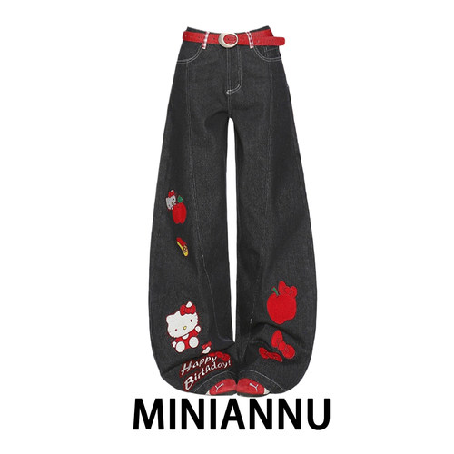 300斤大码女装韩版百搭阔腿牛仔裤女胖mm宽松显瘦松弛感直筒裤子 - 图3