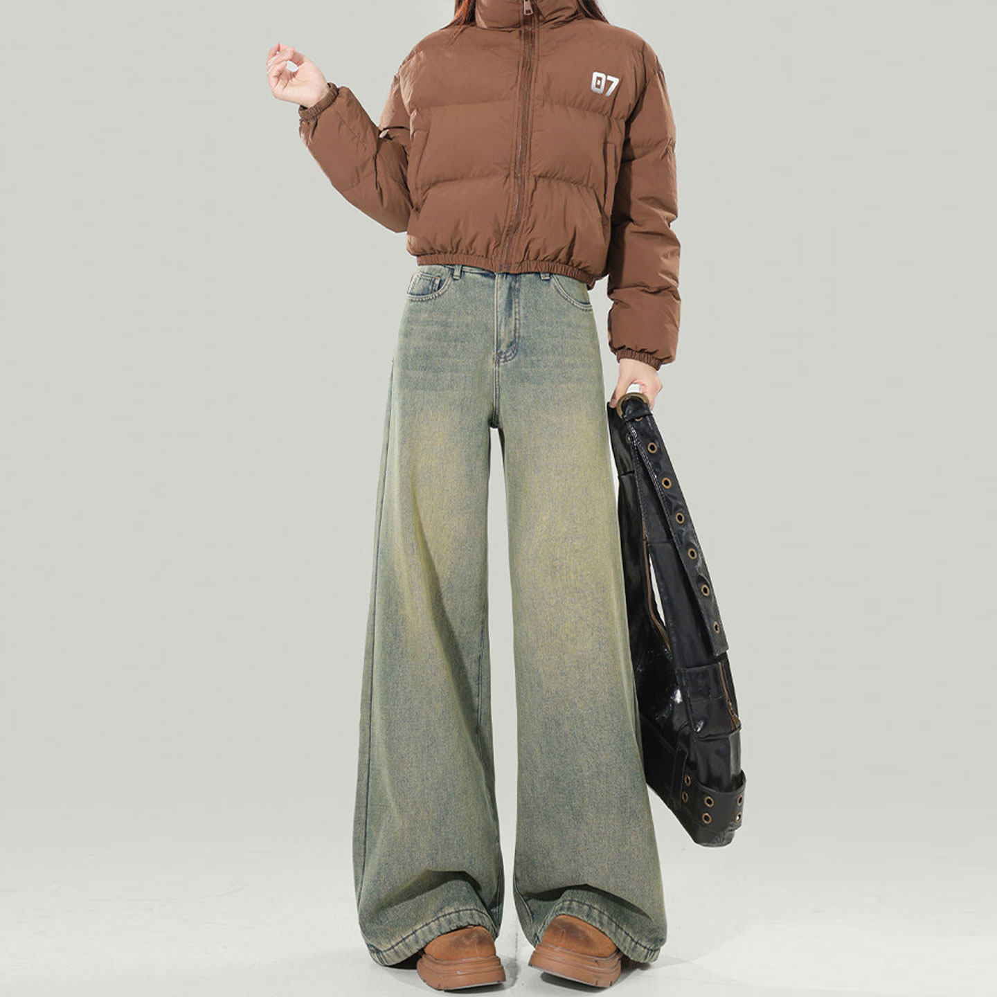 特大码女装高腰宽松直筒牛仔裤女美式穿搭高街辣妹风显瘦阔腿裤子,淘宝优惠券,粉丝福利购,淘宝优惠卷