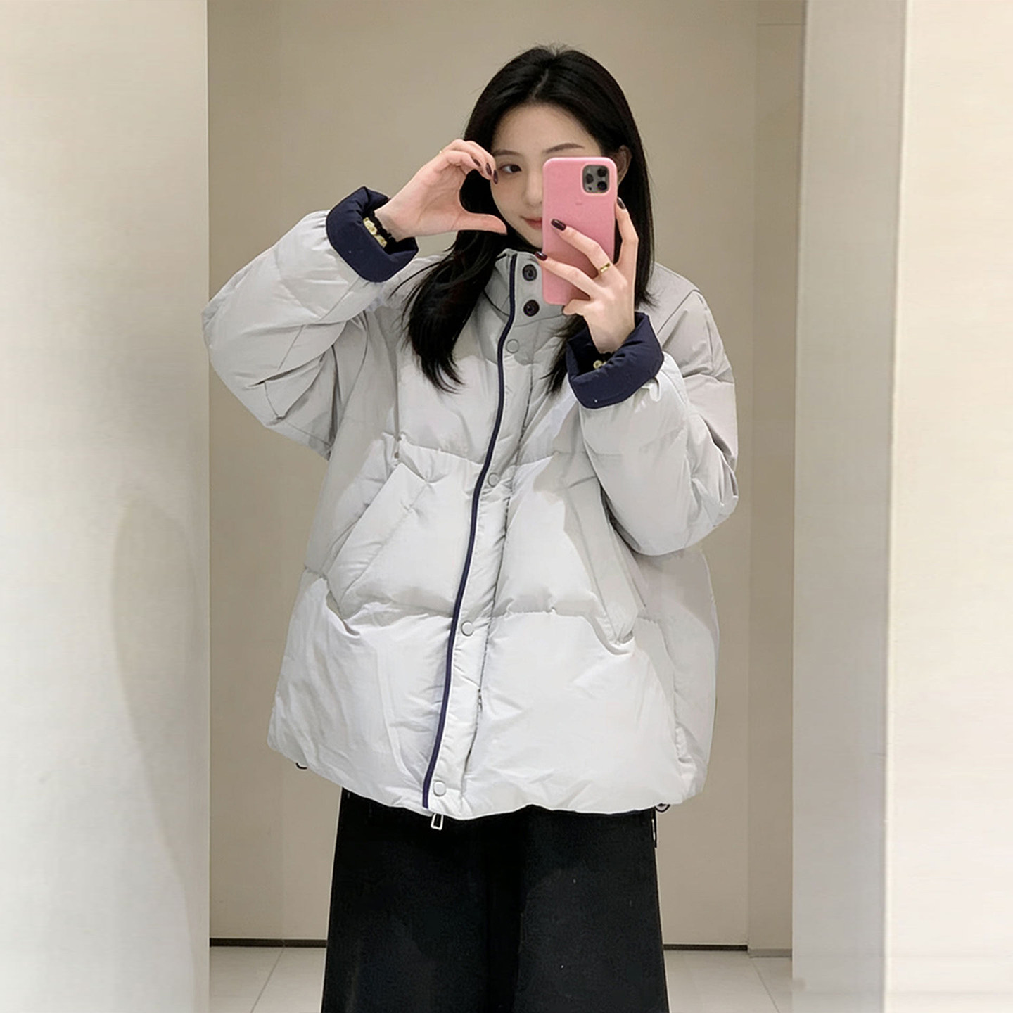 300斤特大码女装设计感加厚羽绒棉服女胖mm灰色立领保暖棉衣外套,淘宝优惠券,粉丝福利购,淘宝优惠卷