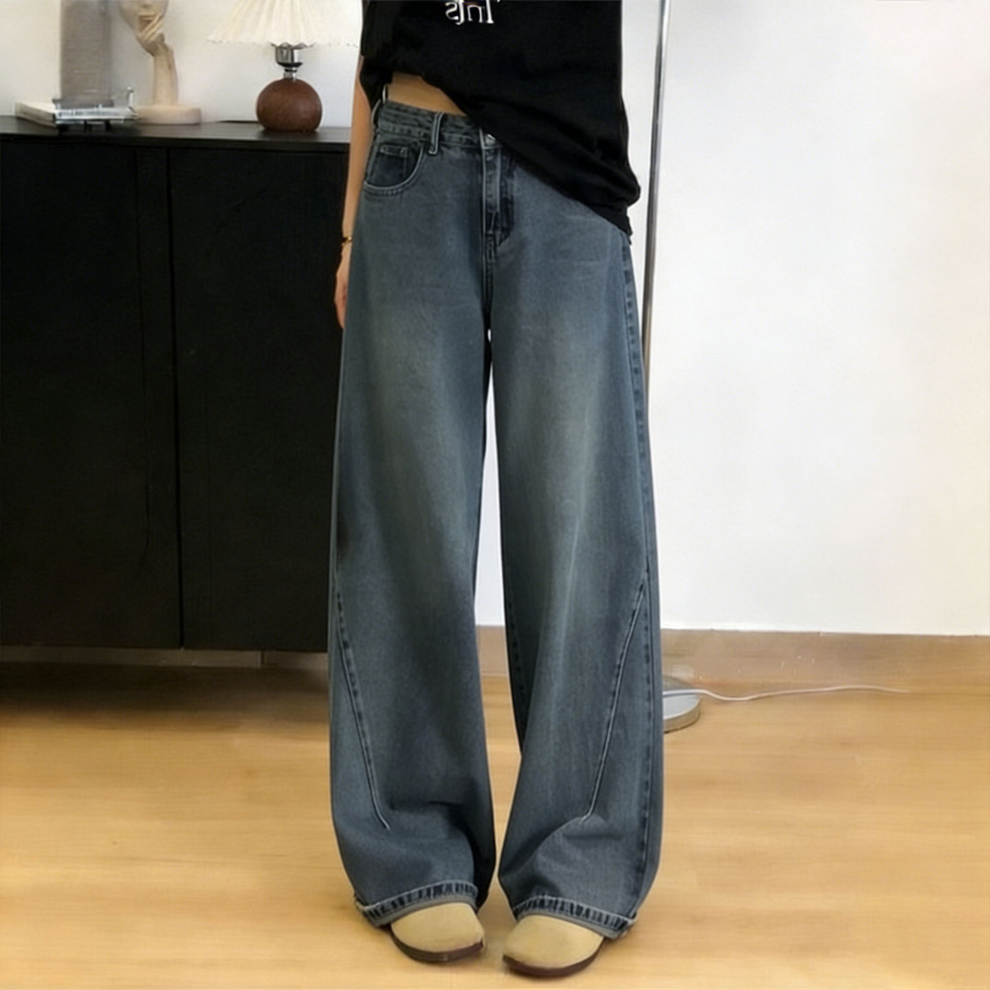 Plus size fat mm Korean style loose student jeans women's pants