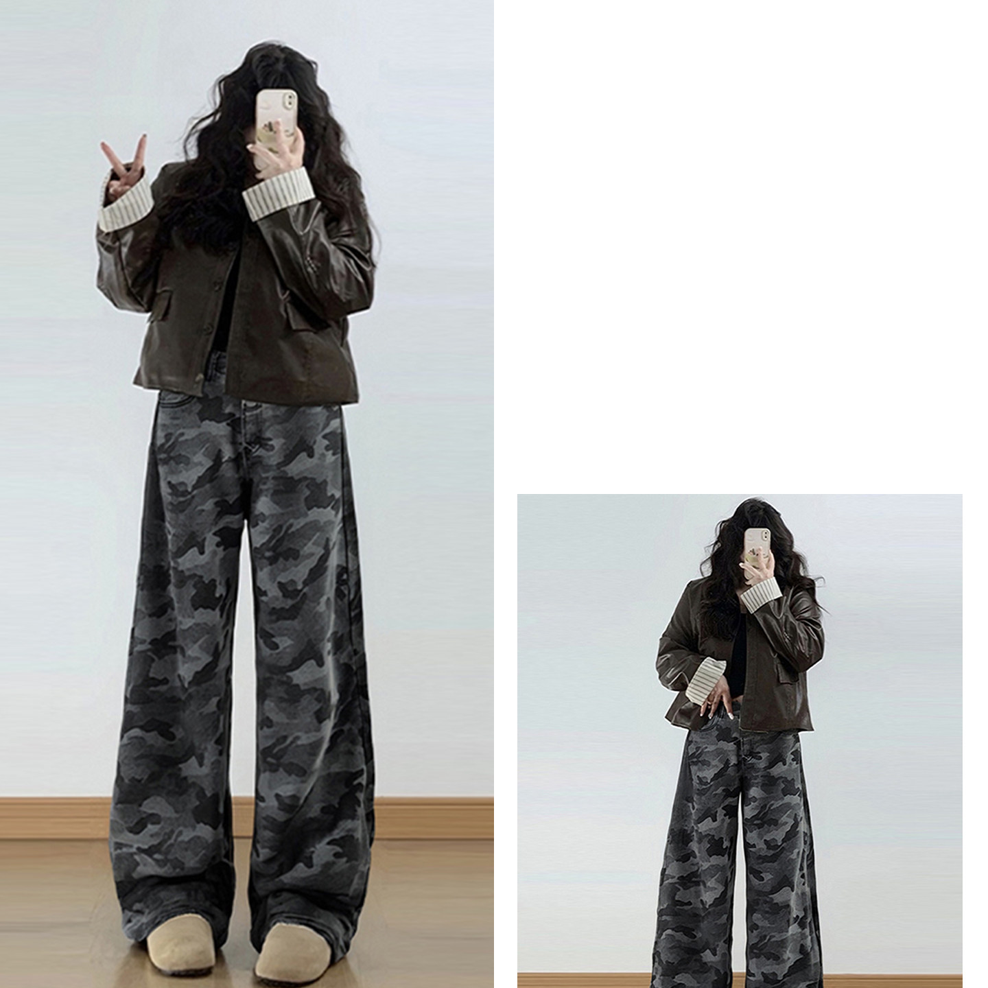 大码女装胖mm迷彩色加绒加厚牛仔裤2025新款酷飒拽姐痞帅风裤子女,淘宝优惠券,粉丝福利购,淘宝优惠卷