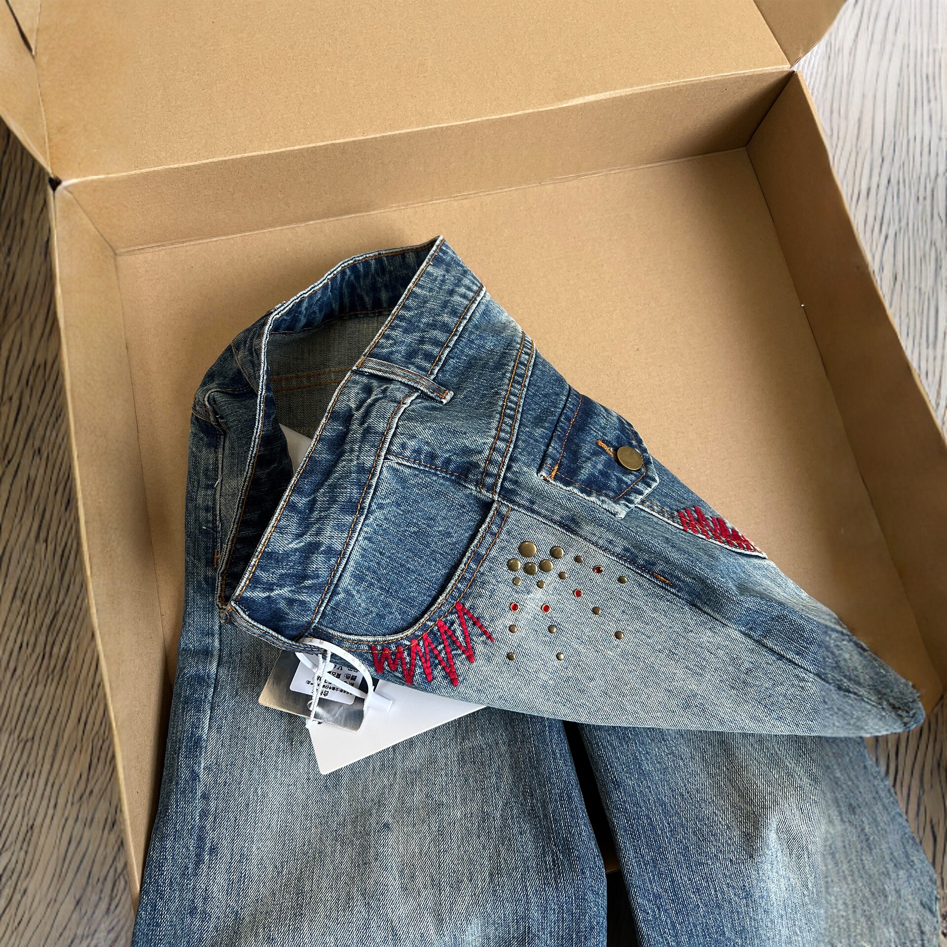 300斤大码女装美式高街蓝色加绒牛仔裤女胖mm设计感加厚阔腿裤子,淘宝优惠券,粉丝福利购,淘宝优惠卷