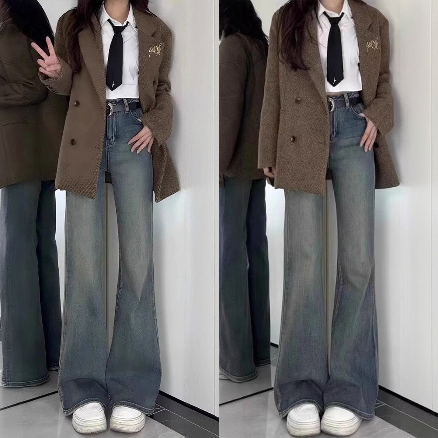 大码女装胖mm梨型身材显瘦微喇牛仔裤女新款高腰弹力设计喇叭裤子,淘宝优惠券,粉丝福利购,淘宝优惠卷