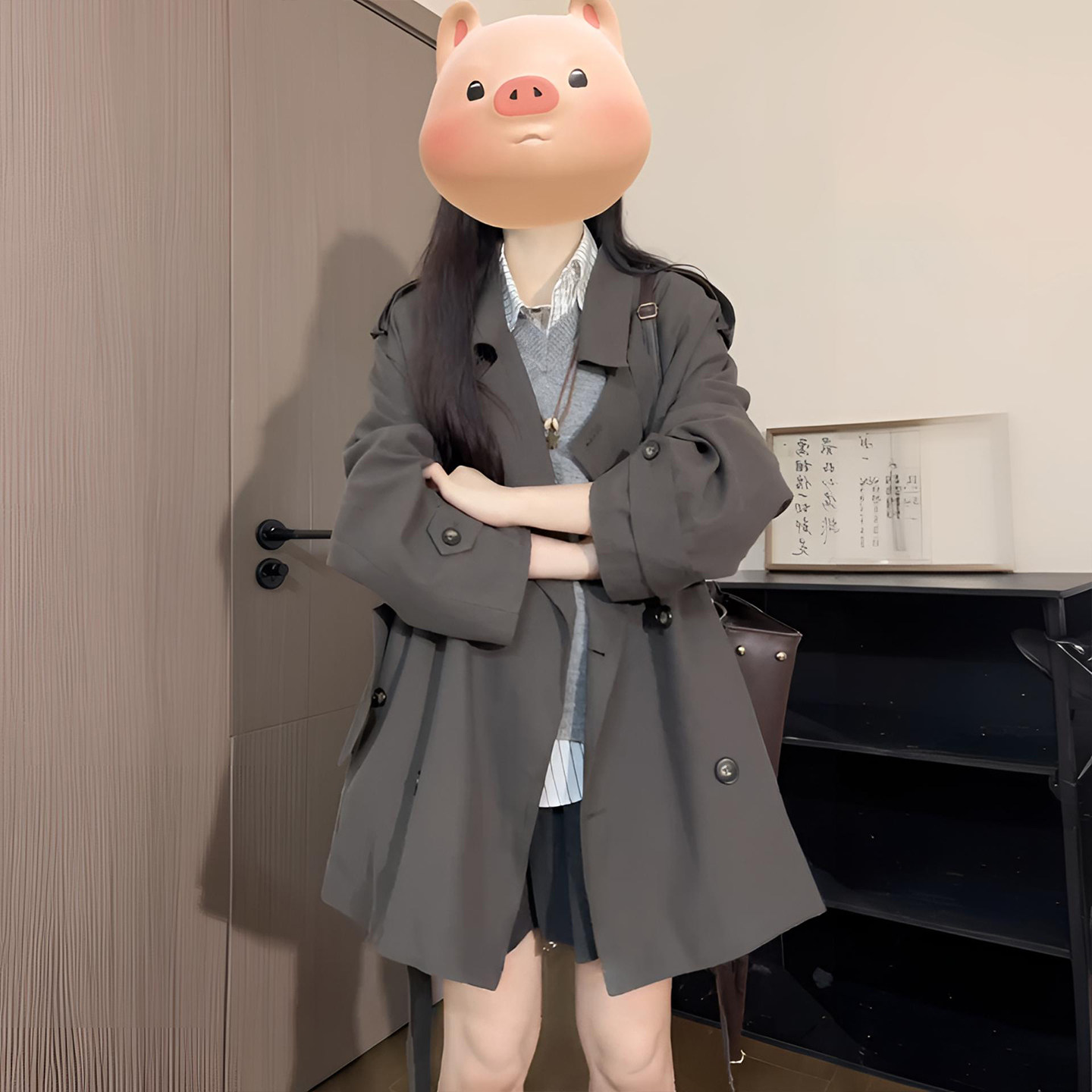 大码女装胖mm灰咖色小众设计感风衣外套女英伦风遮肉显瘦休闲大衣,淘宝优惠券,粉丝福利购,淘宝优惠卷