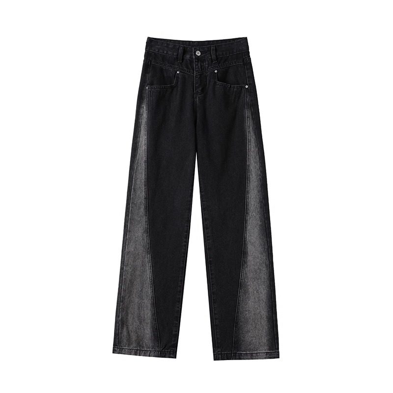 胖mm设计感黑色渐变牛仔裤女春秋大码女装裤子窄版显瘦垂感直筒裤,淘宝优惠券,粉丝福利购,淘宝优惠卷