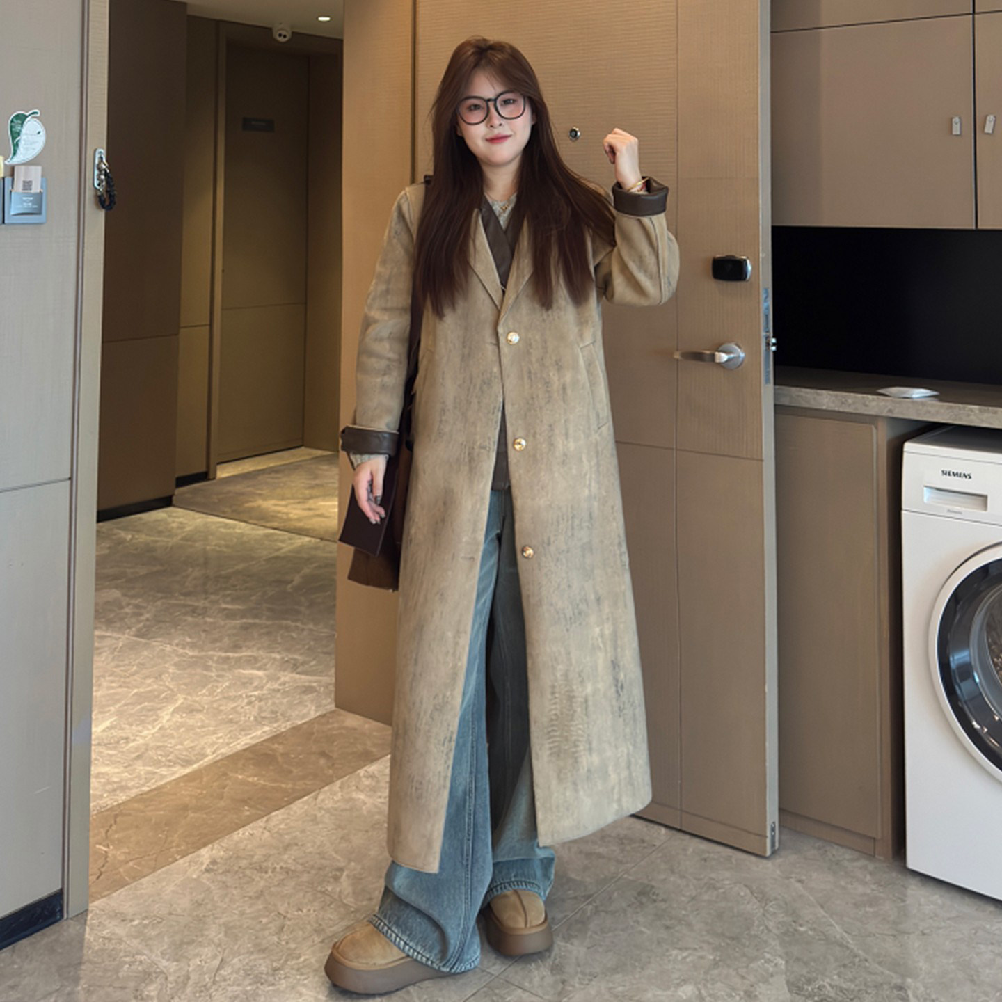 300斤大码女装韩系高级感风衣外套女秋季胖mm气质百搭西装领大衣,淘宝优惠券,粉丝福利购,淘宝优惠卷