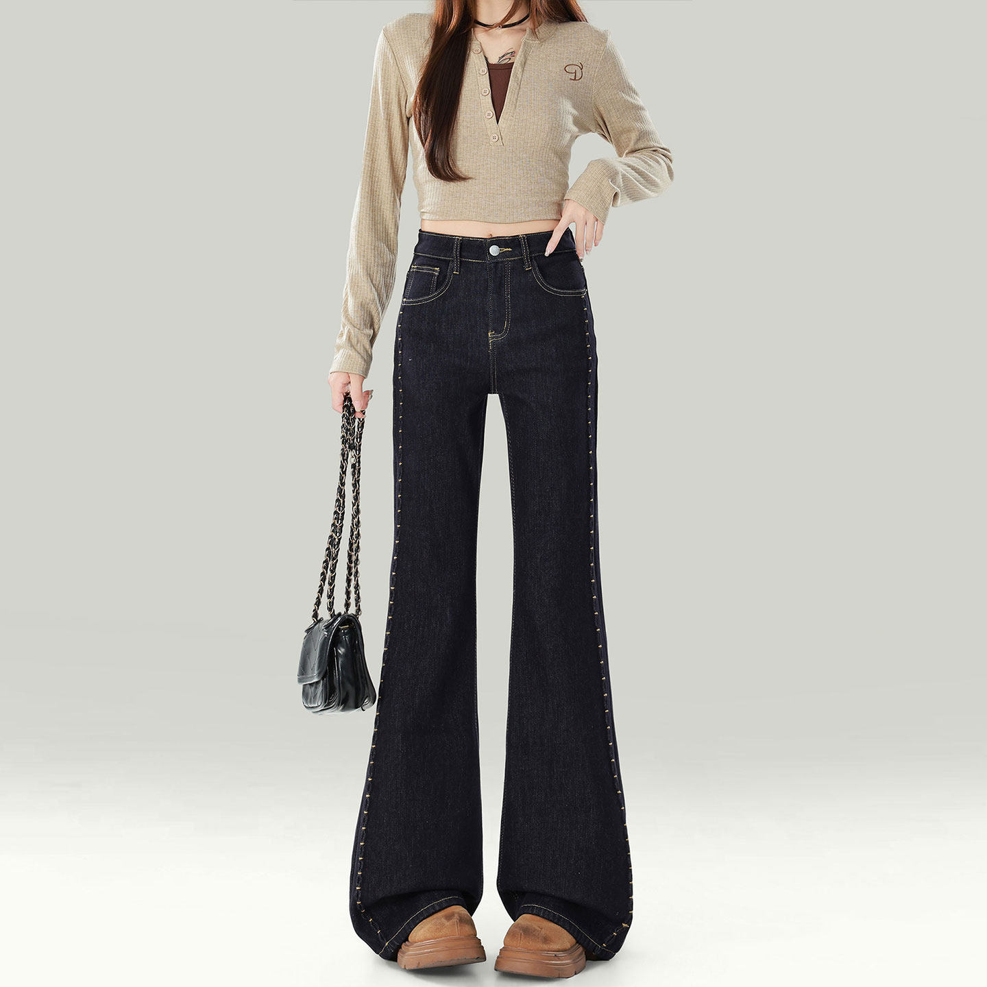 特大码胖mm美式穿搭高街牛仔裤女2026新款高腰设计感显瘦微喇裤子,淘宝优惠券,粉丝福利购,淘宝优惠卷