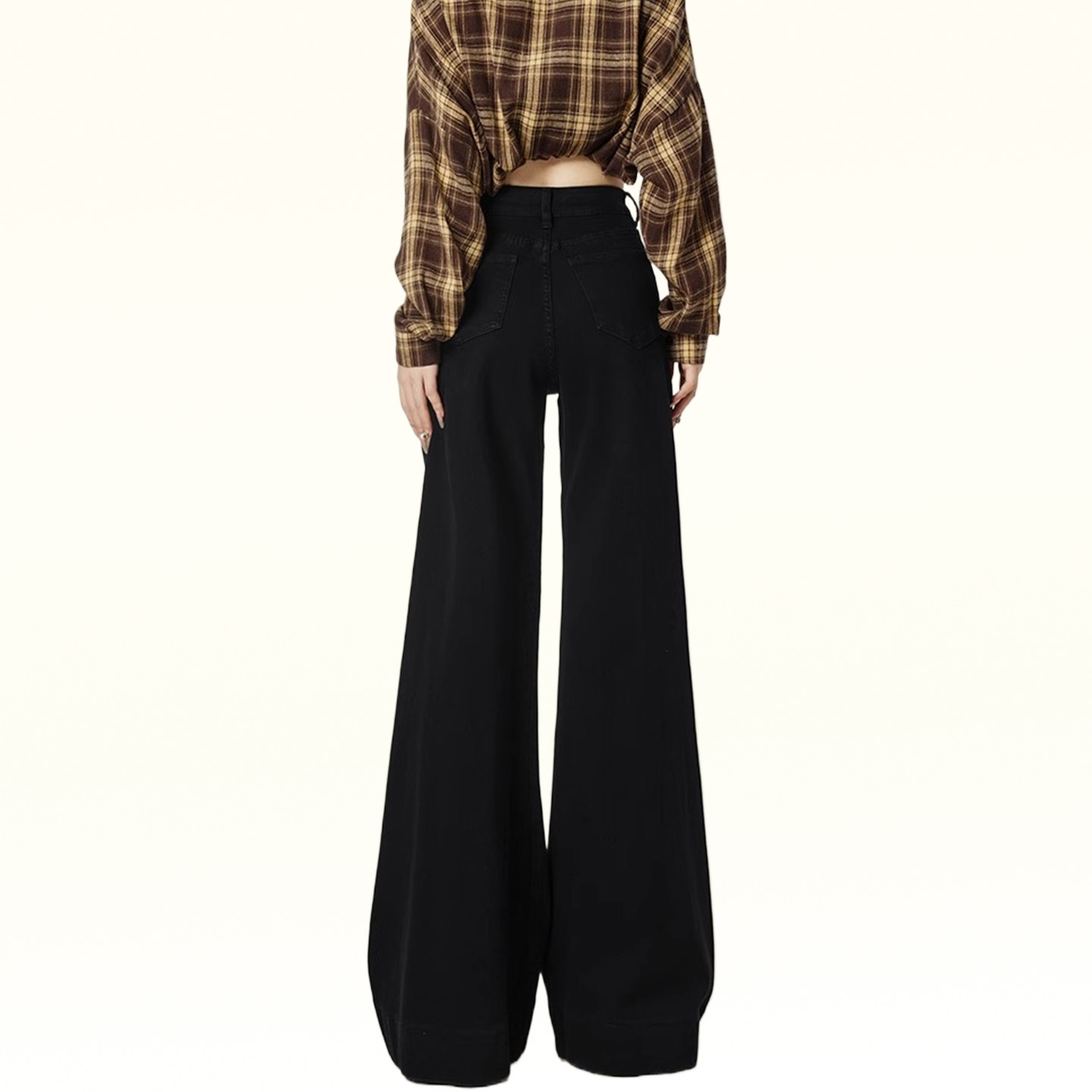 特大码胖mm韩系加厚保暖百搭牛仔裤女黑色垂感不贴腿弹力微喇裤子,淘宝优惠券,粉丝福利购,淘宝优惠卷