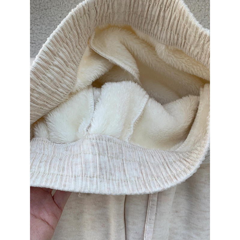 胖mm大码女装韩系羊羔绒保暖棉裤女冬季加绒加厚休闲裤子杏色女裤,淘宝优惠券,粉丝福利购,淘宝优惠卷