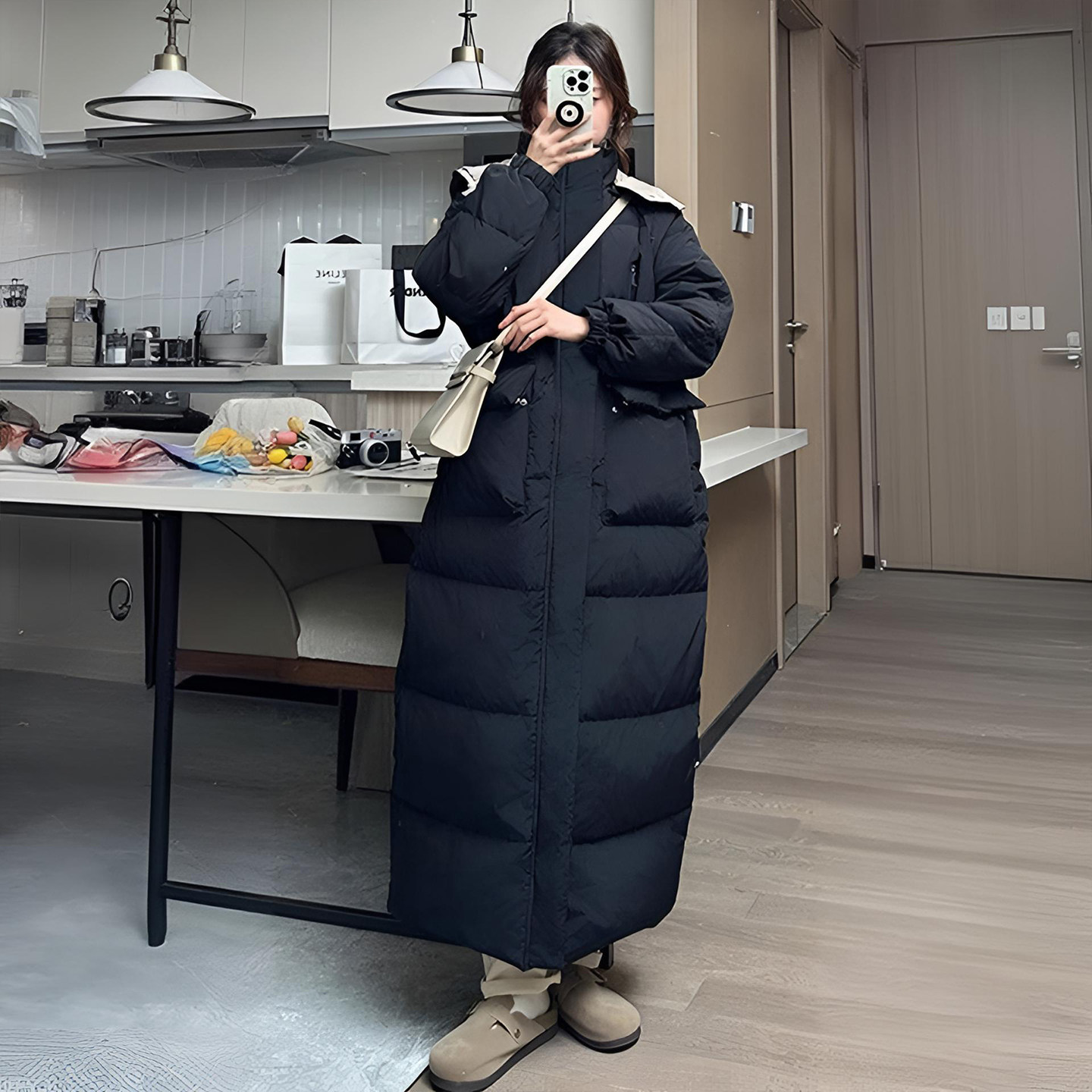 300斤特大码黑色高级感连帽长款棉服女胖mm宽松慵懒风面包服上衣,淘宝优惠券,粉丝福利购,淘宝优惠卷