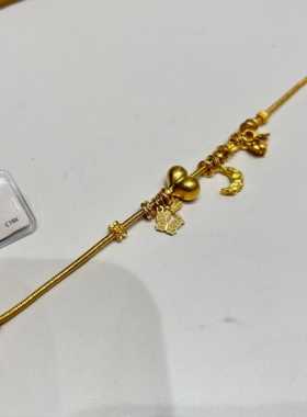 TSL谢瑞麟代购 足金999桃心平安喜乐黄金盘缠手链手串女 专柜正品