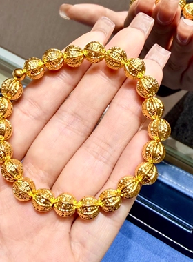 周大福手链代购 核桃珠足金黄金手串 金刚菩提珠专柜正品计价克减