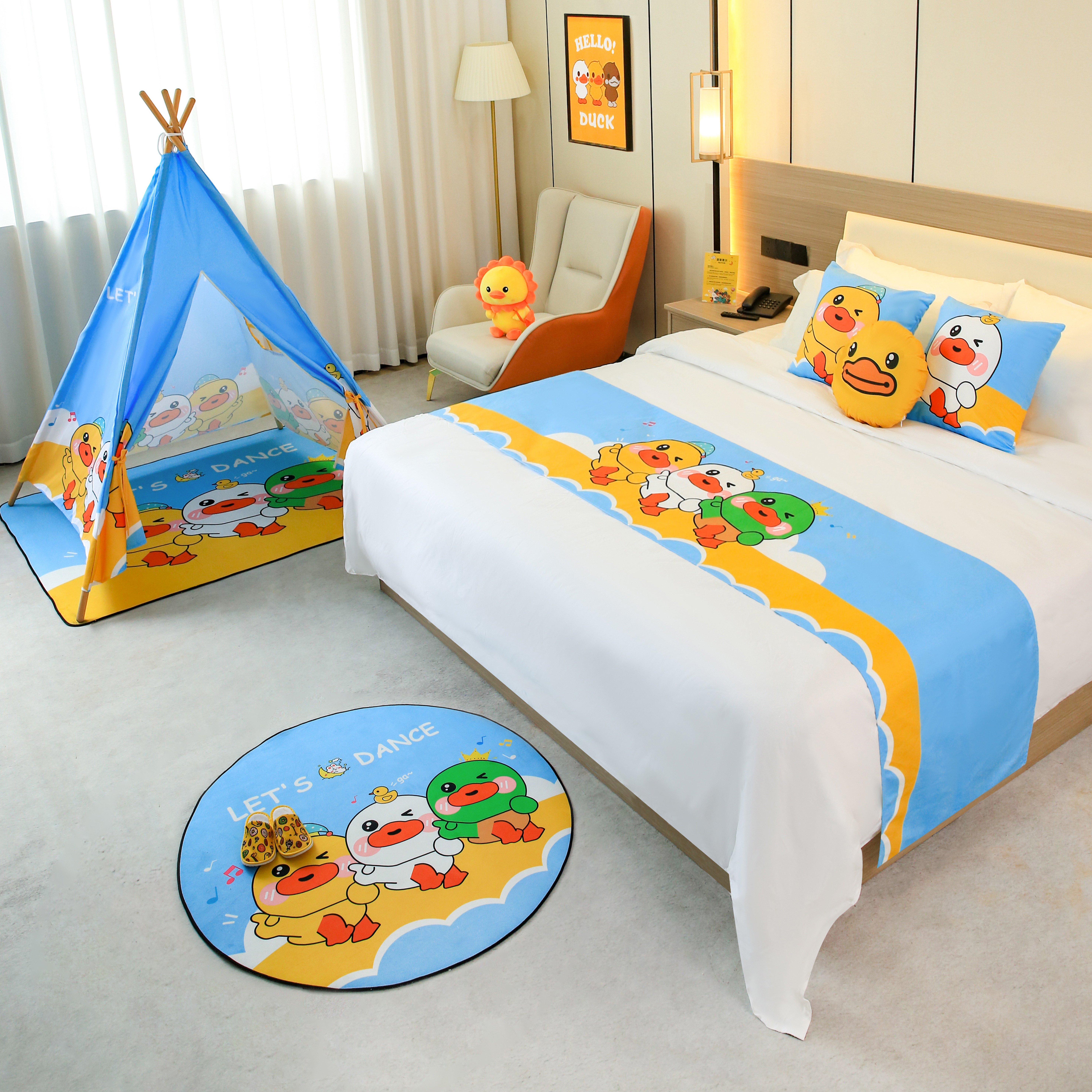 酒店亲子房布置装饰床盖宾馆民宿亲子房床尾巾儿童房可爱卡通床旗,淘宝优惠券,粉丝福利购,淘宝优惠卷