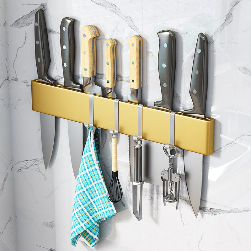 厨房磁吸刀架置物架壁挂式不锈钢吸铁石磁铁磁性菜刀具收纳免打孔,淘宝优惠券,粉丝福利购,淘宝优惠卷
