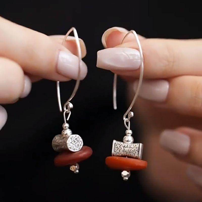 蜜蜡饼子耳环复古优雅搭配不规则做旧方圆枕随性独特古典耳饰,淘宝优惠券,粉丝福利购,淘宝优惠卷
