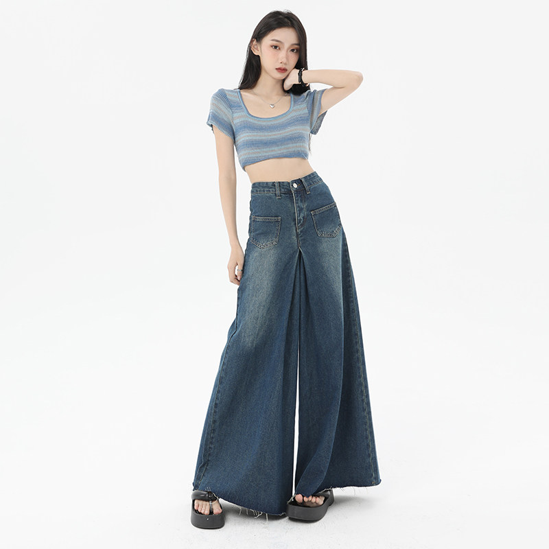 音梦姿2023春季新款阔腿宽松裤子 音梦姿牛仔裤