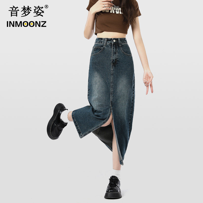 音梦姿复古蓝2023春夏新款牛仔裙 音梦姿半身裙