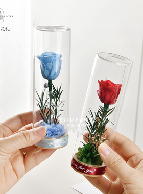 永生花真花高级感玫瑰花干花摆件