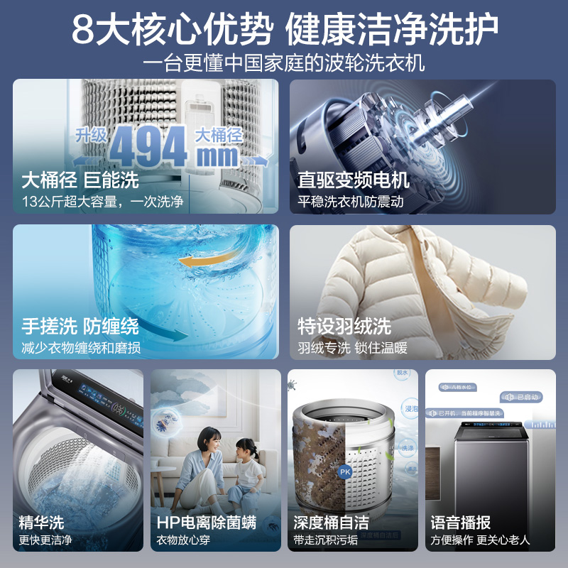 Haier 13kg large capacity pulsator washing machine hand scrub anti-tangle down wash direct drive frequency conversion household 37B