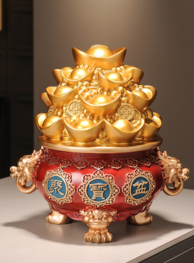 聚宝盆摆件招财聚财存钱储蓄罐家居客厅玄关大号办公室开业礼品