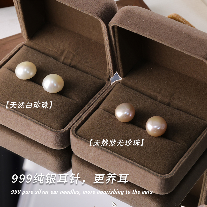 s999纯银天然淡水真珍珠耳钉女高级养耳洞睡觉免摘防过敏耳饰耳环 - 图3
