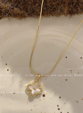 高级感四叶草项链2025年新款女锁骨链小众设计气质百搭网红饰品