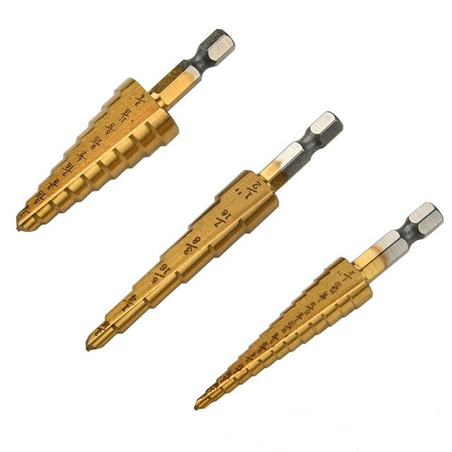 3Pcs/lot HSS Steel Lge Step Cone Titanium Coated Metal Dri - 图0