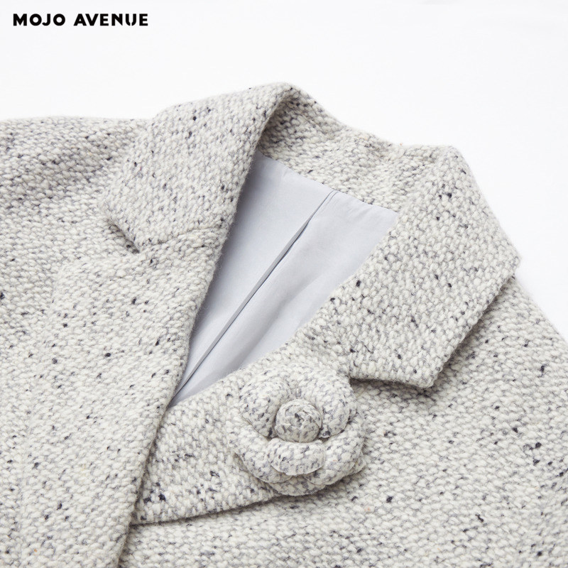 朗姿/莫佐夹花彩点花呢西服立体直角肩香风毛呢外套大衣长,淘宝优惠券,粉丝福利购,淘宝优惠卷