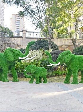 中国工艺户外绿植大象雕塑摆件