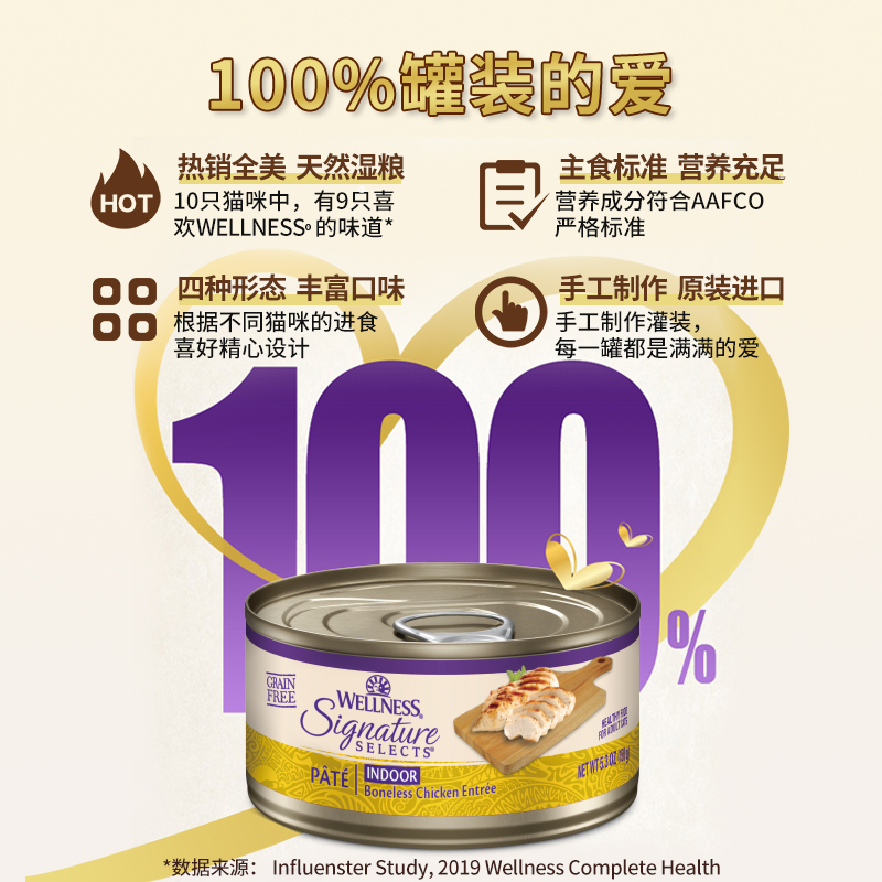 【U先】WELLNESS猫罐头猫零食无谷进口搭配营养79g*1+85g*1共2罐 - 图3