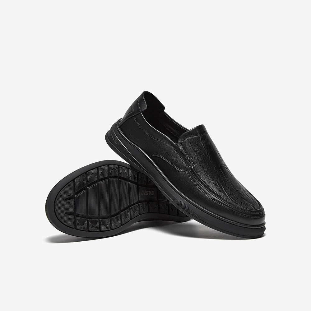 百思图25秋商场新款时尚真皮一脚蹬乐福鞋商务男休闲皮鞋ESW22CM5,淘宝优惠券,粉丝福利购,淘宝优惠卷